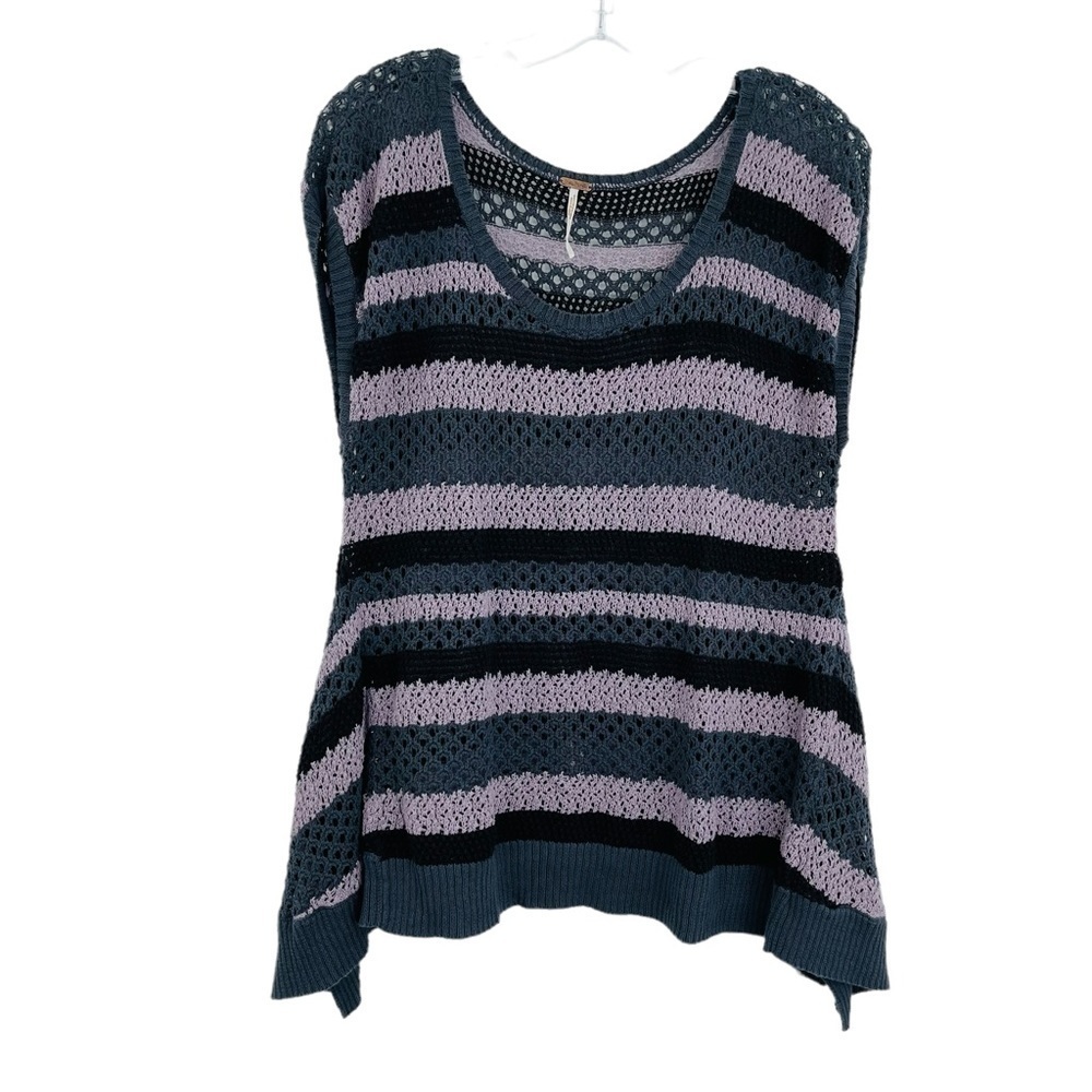 Free People crochet‎ knit top sleeveless stripe sharkbite women's size XS